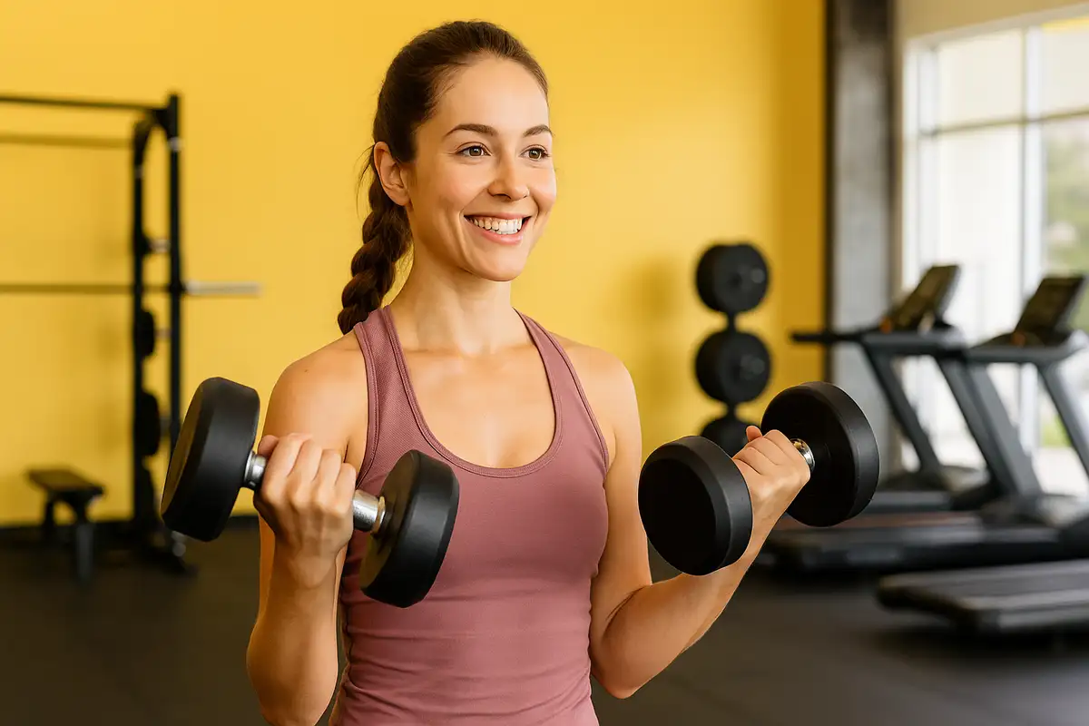 بانوی مبتدی در حال تمرین بدنسازی سه روز در هفته برای فرمدهی بدن