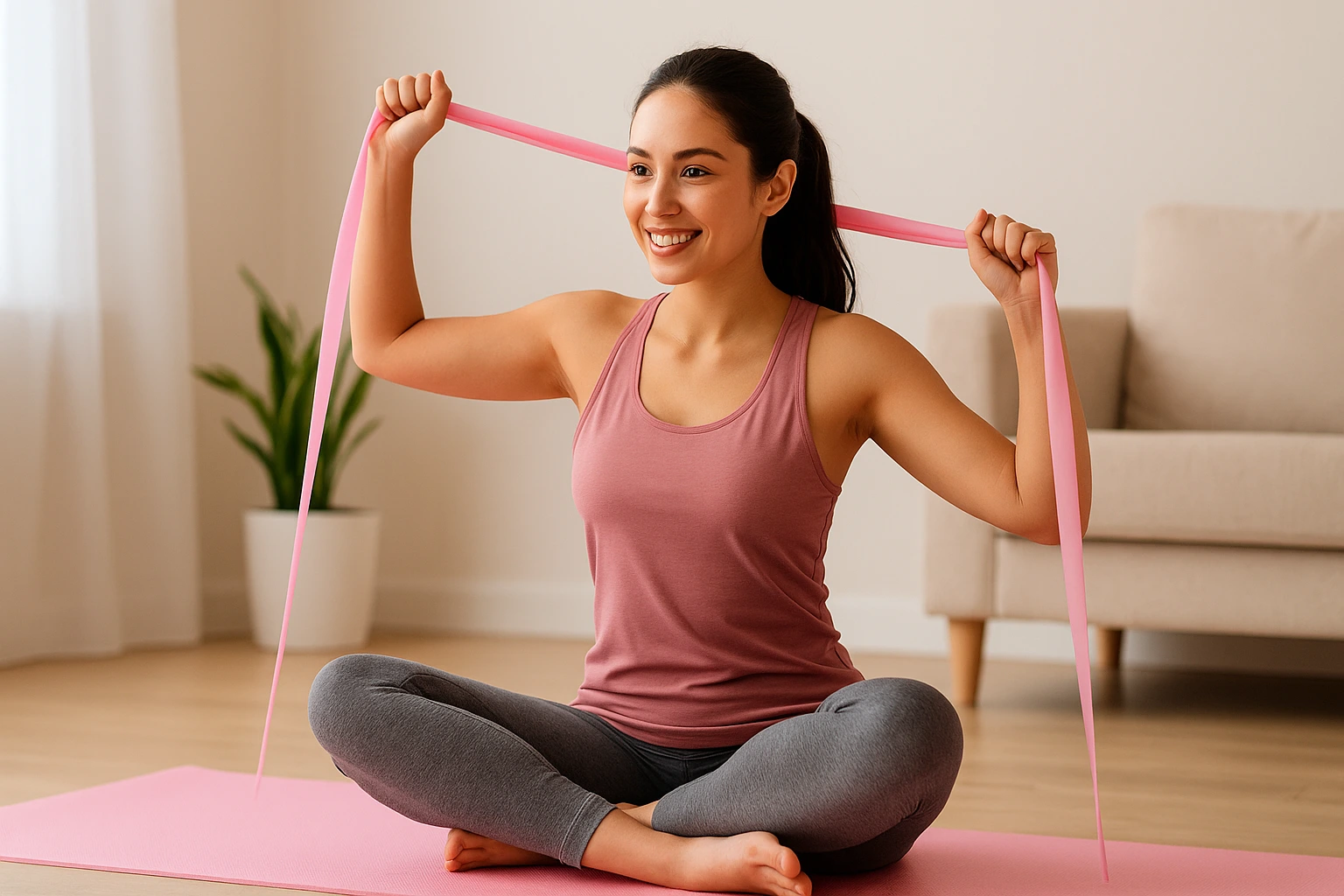 ورزش با کش پیلاتس برای لاغری بازو