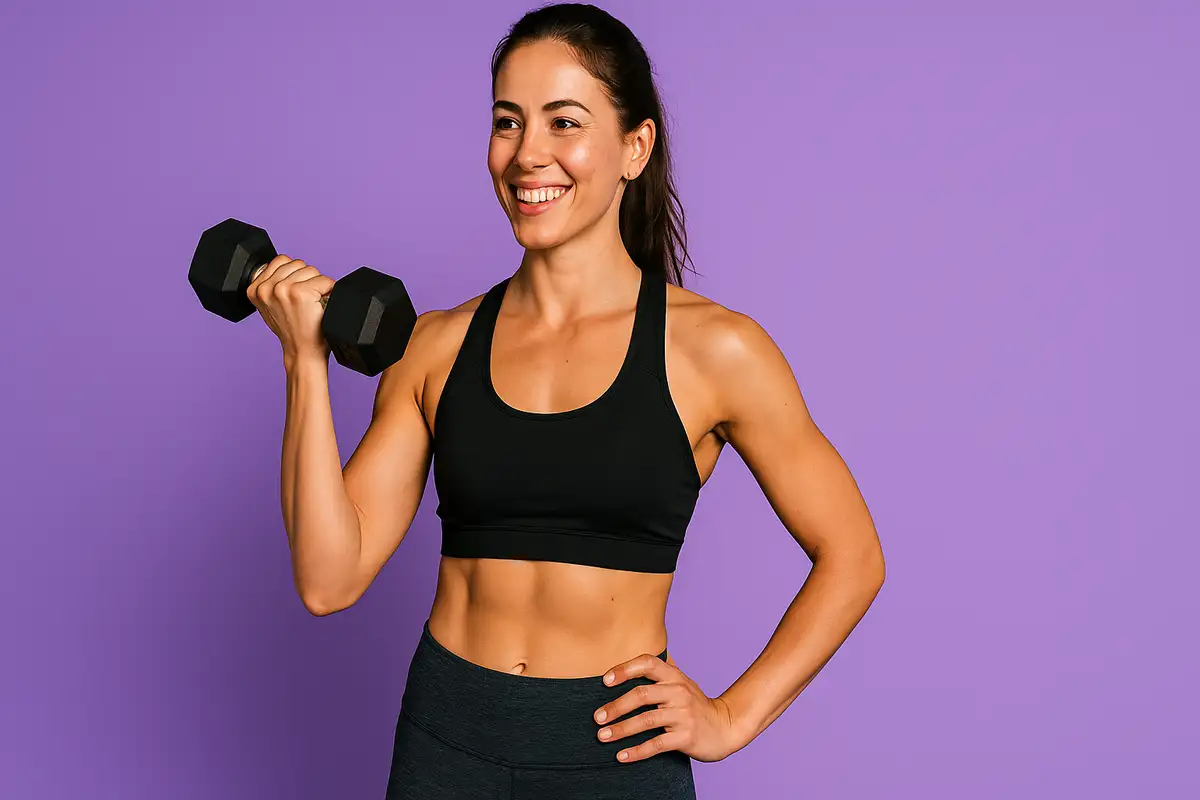 بانوی ورزشکار در حال تمرین با انرژی، نماد تأثیر مکمل CLA در چربیسوزی بانوان