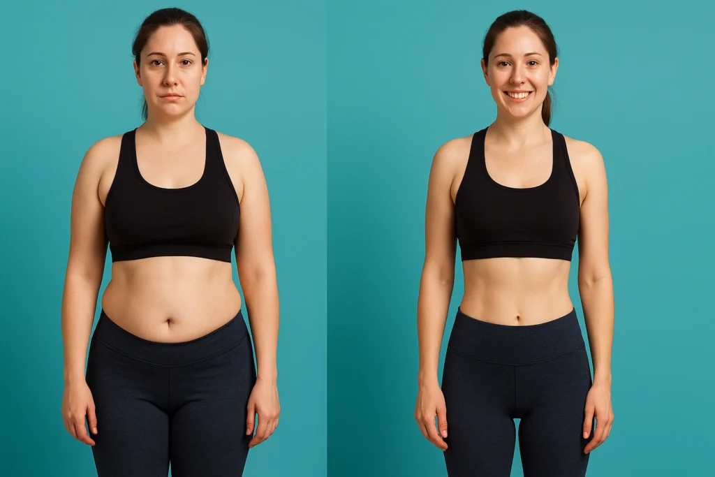 نتیجه یک هفته تمرین برای لاغری شکم و پهلو در زنان