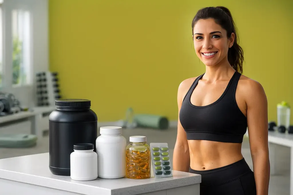 سه زن ورزشکار با اهداف متفاوت چربیسوزی، عضلهسازی و فرمدهی بدن در باشگاه همراه با مکملهای مرتبط