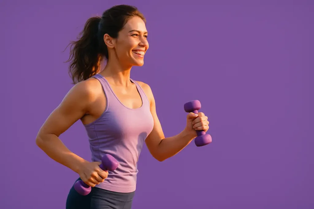 زن جوان در حال پیادهروی و تمرین در فضای باز به عنوان نمادی از سبک زندگی سالم و مصرف مکمل برای استخوانها