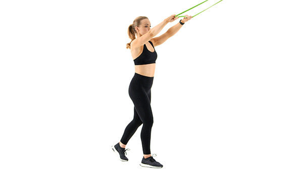 خانم ورزشکار در حال اجرای تمرین فیس پول با کش