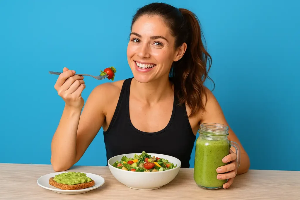 نمونه کامل وعده‌های غذایی روزانه برای کنترل اشتها شامل صبحانه، ناهار، میان‌وعده و شام سالم