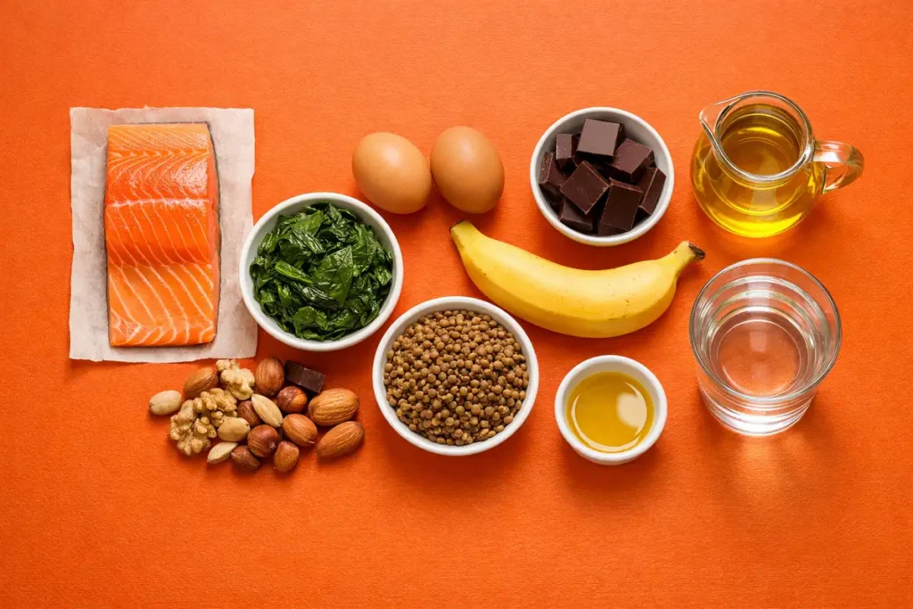 چیدمان مواد غذایی مفید برای کاهش درد و ضعف دوران پریود زنان