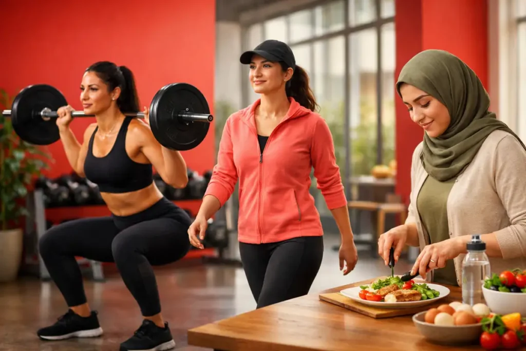 نمایی مفهومی از کالریشماری برای کاهش وزن، حفظ وزن و افزایش وزن سالم در بانوان